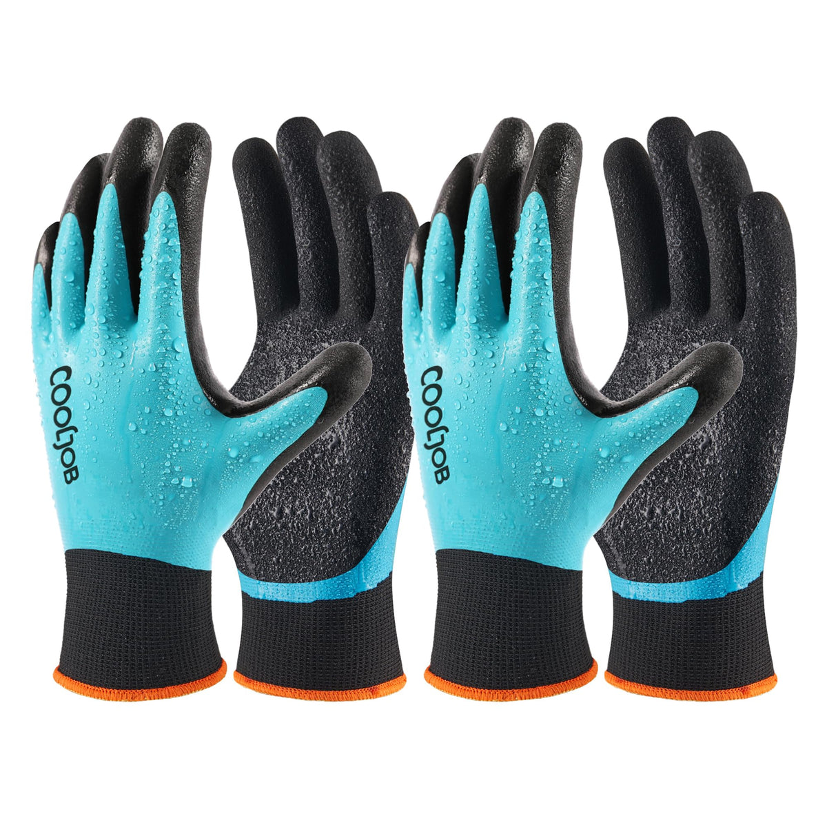 COOLJOB Waterproof Gardening Work Gloves with grip for Women & Men, Double Rubber Coated for Garden