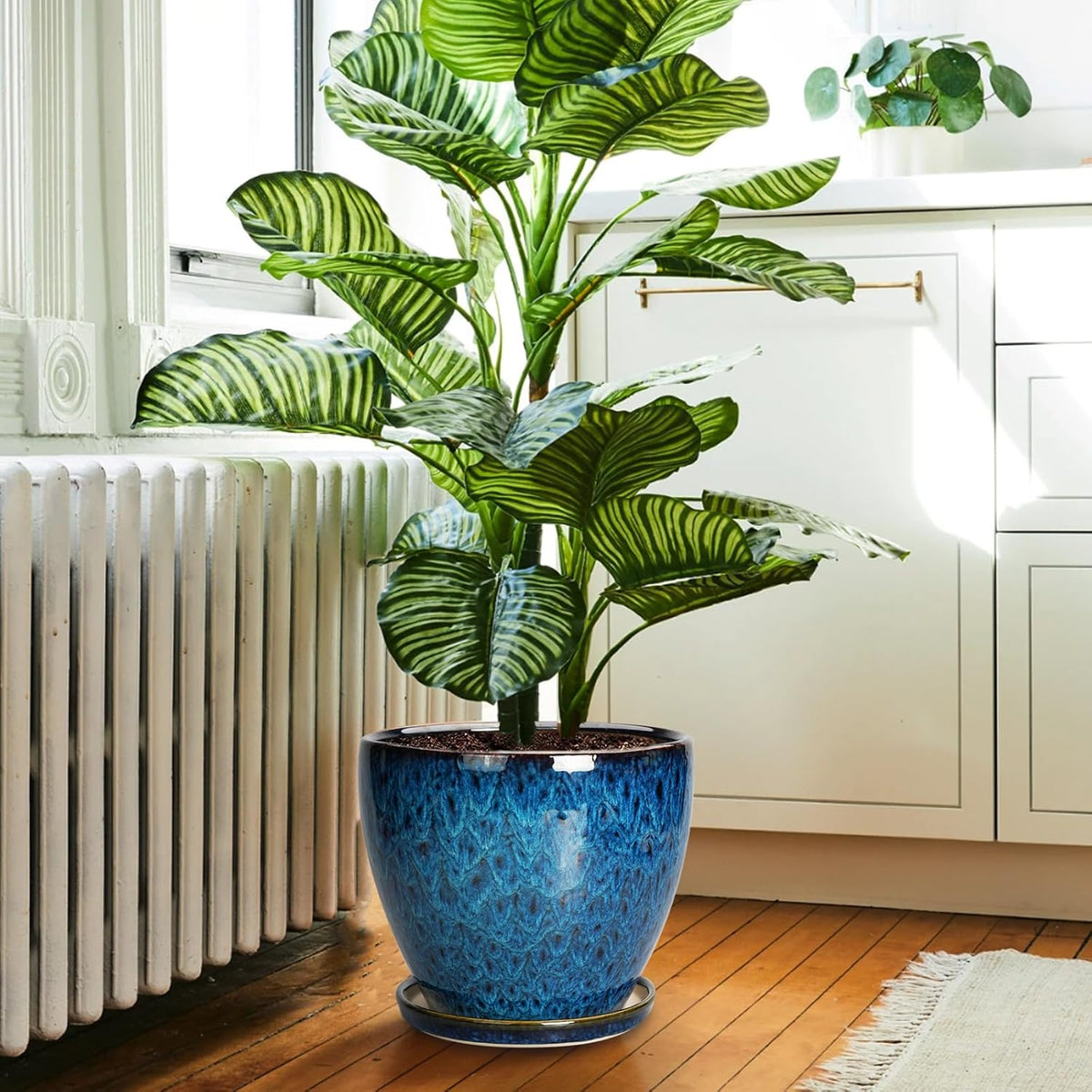 10 Inch Ceramic Planter Pot Round Plant Pot for Indoor Plants Outdoor Large Flower Pot with