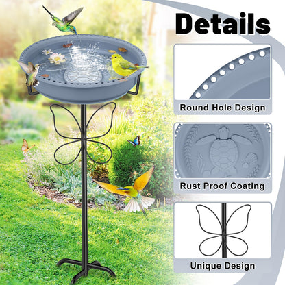 YOADEHOA Bird Bath for Outside, Garden Freestanding Birdbath & Birdfeeder with Removable Bowl, Bird