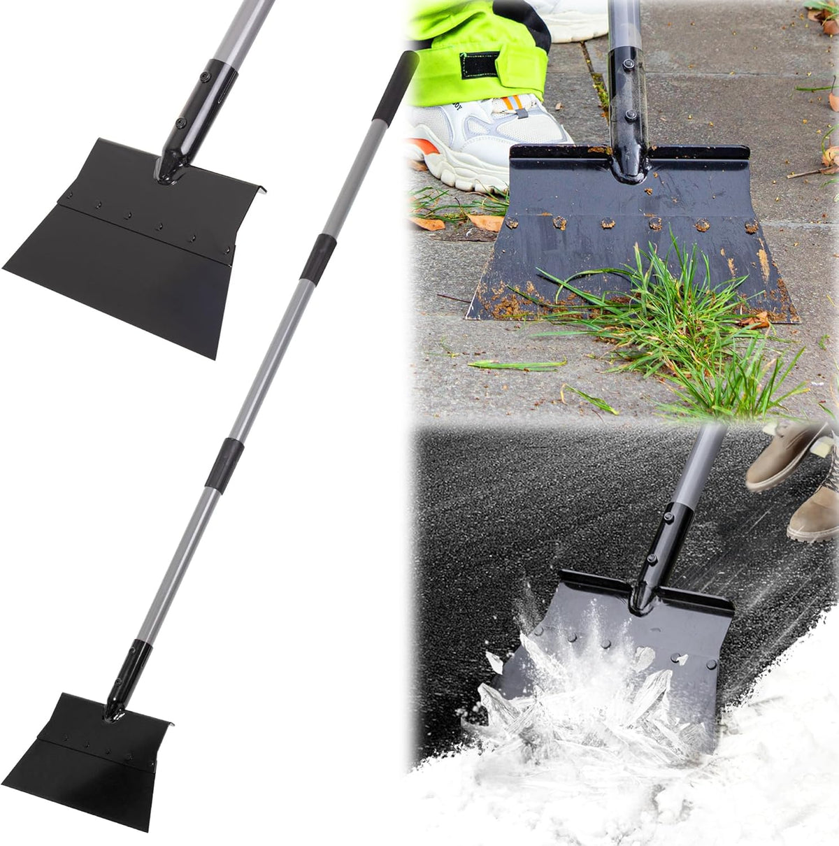 Suchtale 54 Inch Heavy Duty Snow Shovel and Ice Scraper with Adjustable Long Handle