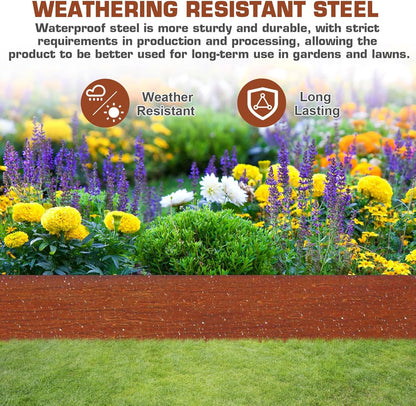6.3Inch Cor-Ten Steel Landscape Edging, 6 Pack Hammer-in Metal Edging for Landscaping, Garden