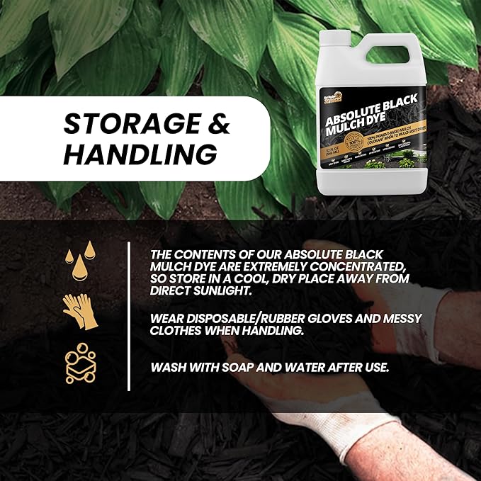 32oz Absolute Black Mulch Dye - Covers up to 2,500 sq. ft., Liquid Mulch Dye Black, Premium Color