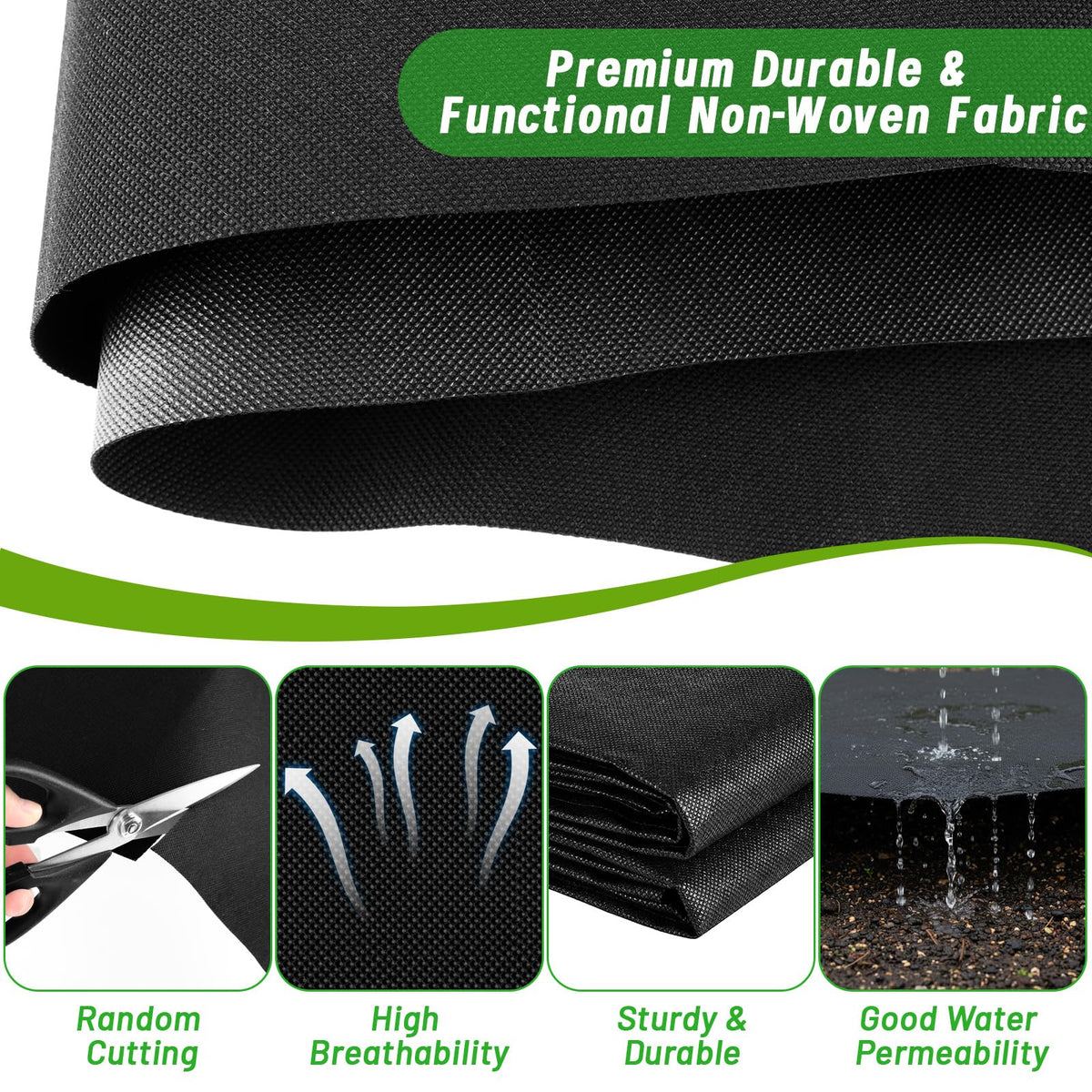 EcoBrisa 2PCS 63 x 114IN Raised Garden Bed Liner, Non Woven Fabric for Large Veg Trough, Cuttable