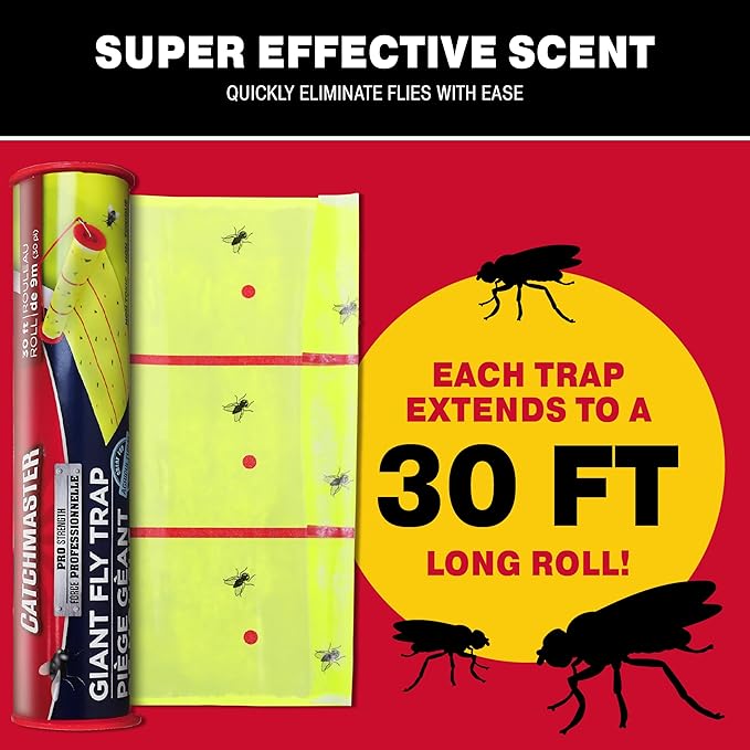Catchmaster Giant Fly Glue Trap 1-Pack 30 Feet Each, Adhesive Fly Traps Outdoor, Sticky Bug