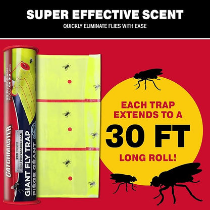 Catchmaster Giant Fly Glue Trap 1-Pack 30 Feet Each, Adhesive Fly Traps Outdoor, Sticky Bug