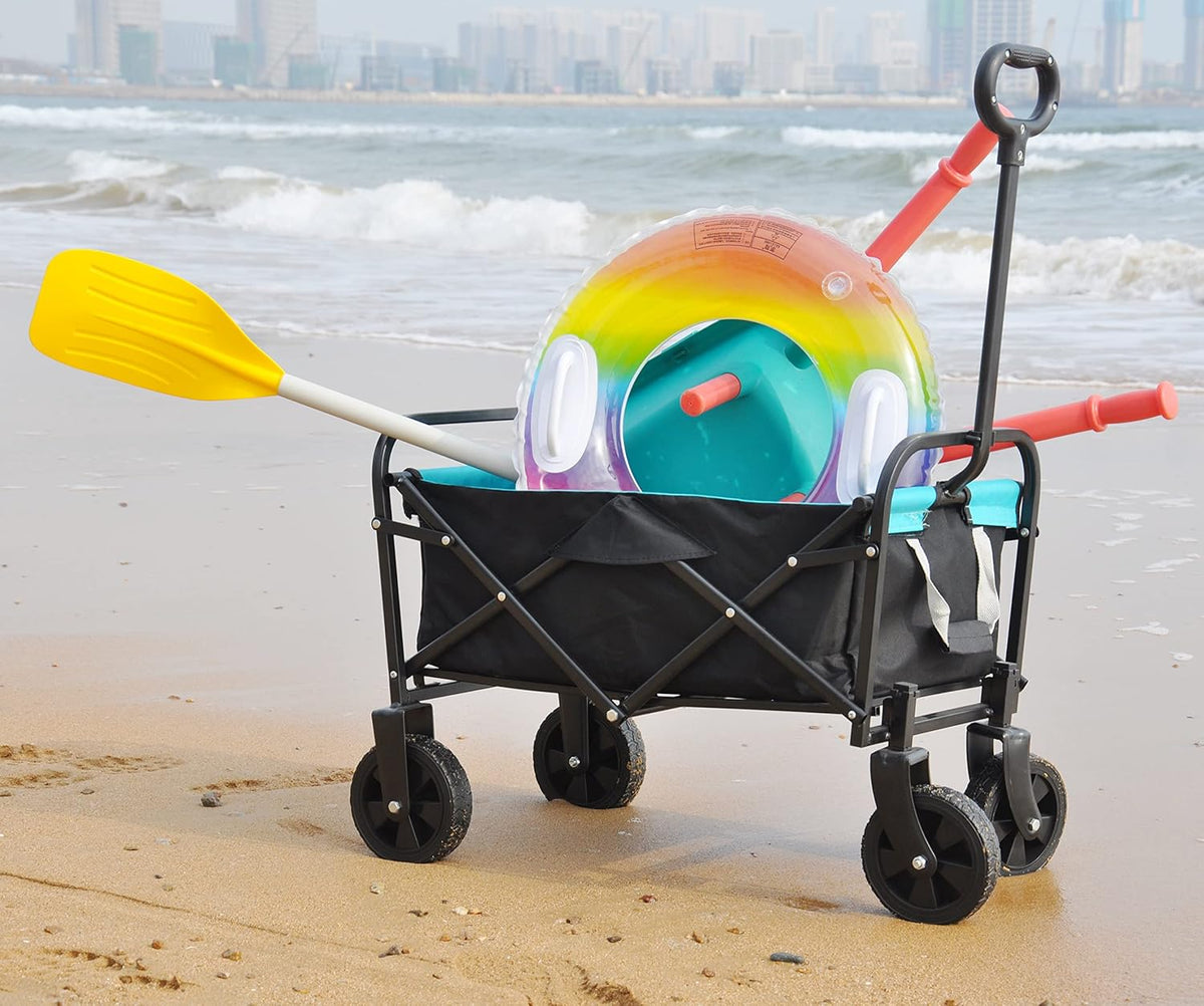 Folding cart That Does not Need to be Assembled Station Wagon, Grocery cart (Black+Blue Mini cart)