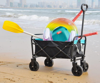 Folding cart That Does not Need to be Assembled Station Wagon, Grocery cart (Black+Blue Mini cart)