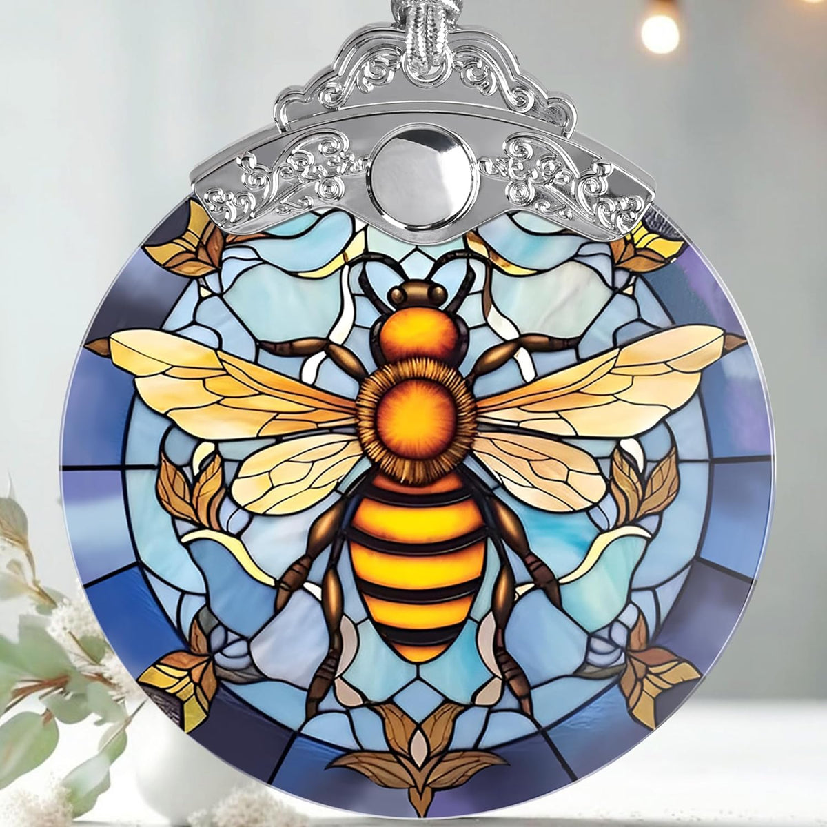 Stained Glass Christmas Ornaments, Jocidea Bee Ornaments for Christmas Tree, Christmas Tree Decor
