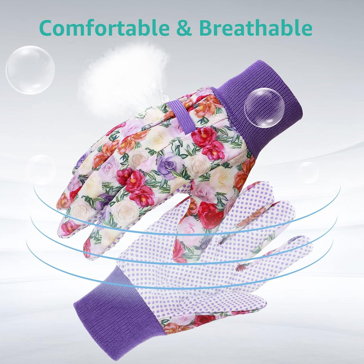 JUMPHIGH Garden Gloves for Women, Floral Gardening Gloves Ladies Soft Breathable Yard Work Glove