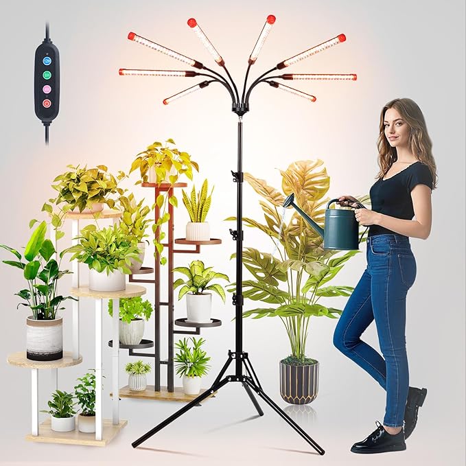 Gamechanger! 72W, NOT 24W, Bright Beyond Your Imagination, 8Head Stand Grow Lights for Indoor