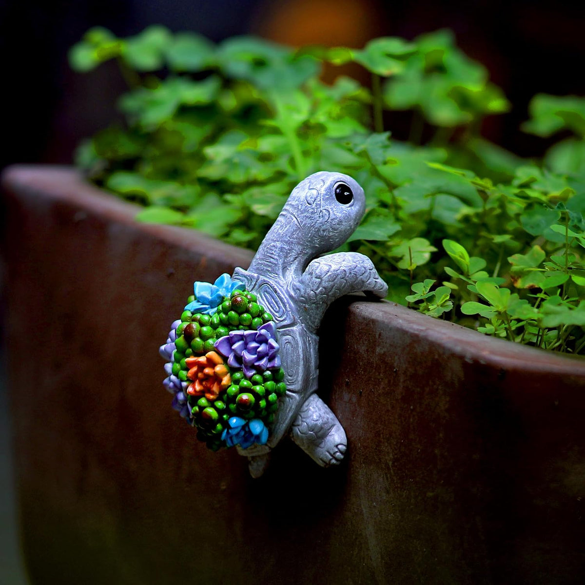 Cute Climbing Turtle Flowerpot Hug Statue, Resin Hanging Turtle Statue Flowerpot, Home Decoration