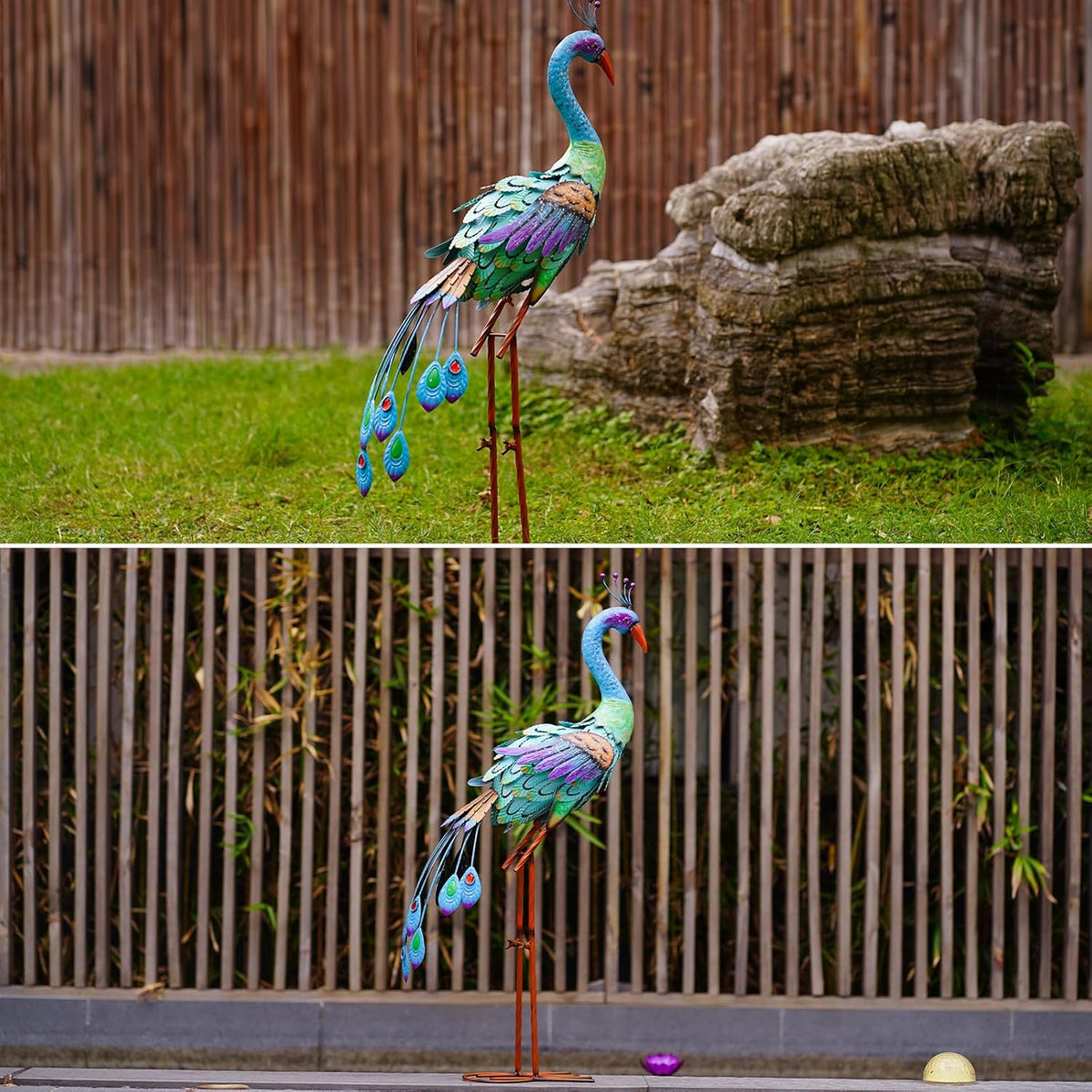 Nacome Metal Peacock Statues for Garden Decor: Outdoor Sculptures Clearance Lawn Ornaments for