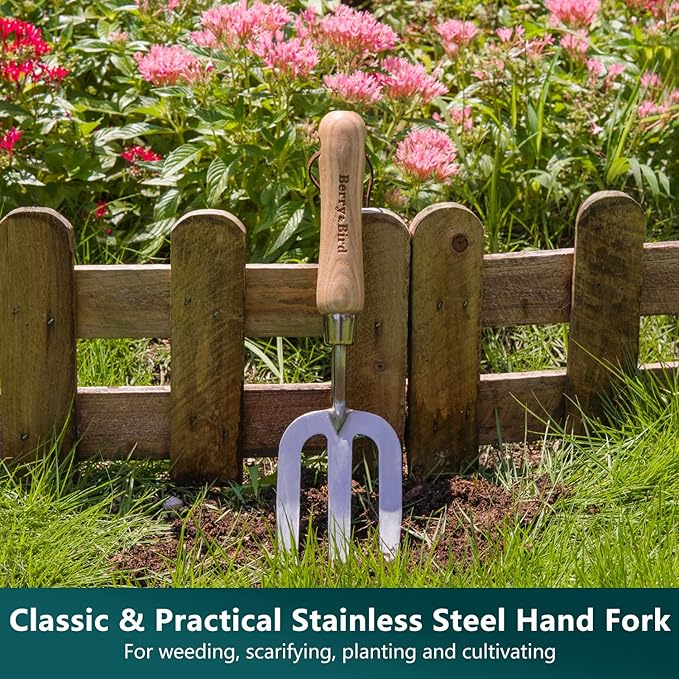 Berry&Bird Garden Tool Set- 3PCS Stainless Steel Gardening Tool Sets with Wooden Handle Trowel