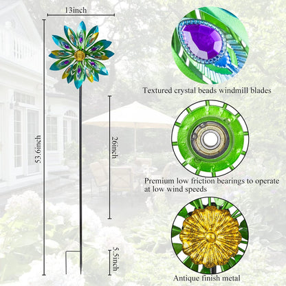 53 Inch Wind Spinner - Outdoor Metal Peacock Wind Sculptures for Garden, Patio, Yard, Lawn