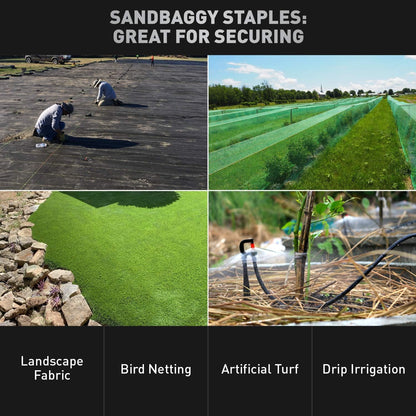 Sandbaggy Round Top 6-Inch Landscape Staples ~ SOD Garden Stakes Square Pin for Ground Cover Fabric