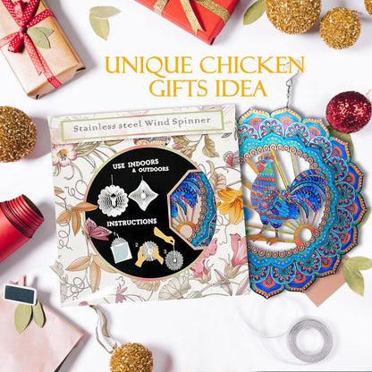 Rooster Wind Spinner for Yard and Garden,12in Wind Spinners Outdoor Rooster Gifts,Chicken Gifts for