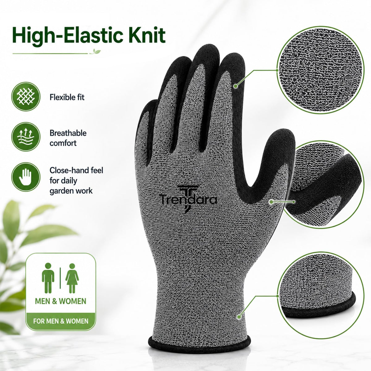 Trendara 8 Pairs gloves for men gardening gloves,garden gloves for women,Breathable latex dipped