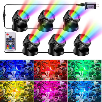 POPOSOAP RGB Underwater Pond Lights with Timer, 20 Colors Dimmable Submersible Led Fountain Lights