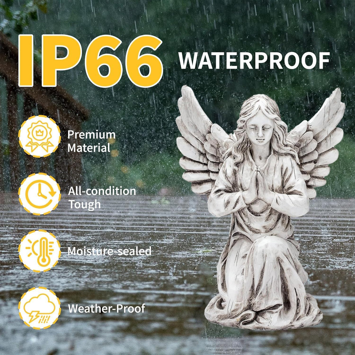 Praying Angel Garden Statue – Outdoor Kneeling Angel Figurine for Yard, Patio, Memorial Decor