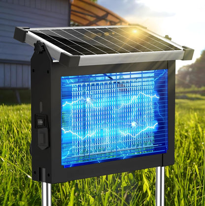 Solar Bug Zapper Outdoor Waterproof, Jepwe 4500V Cordless Bug Zapper Outdoor Large, Rechargeable
