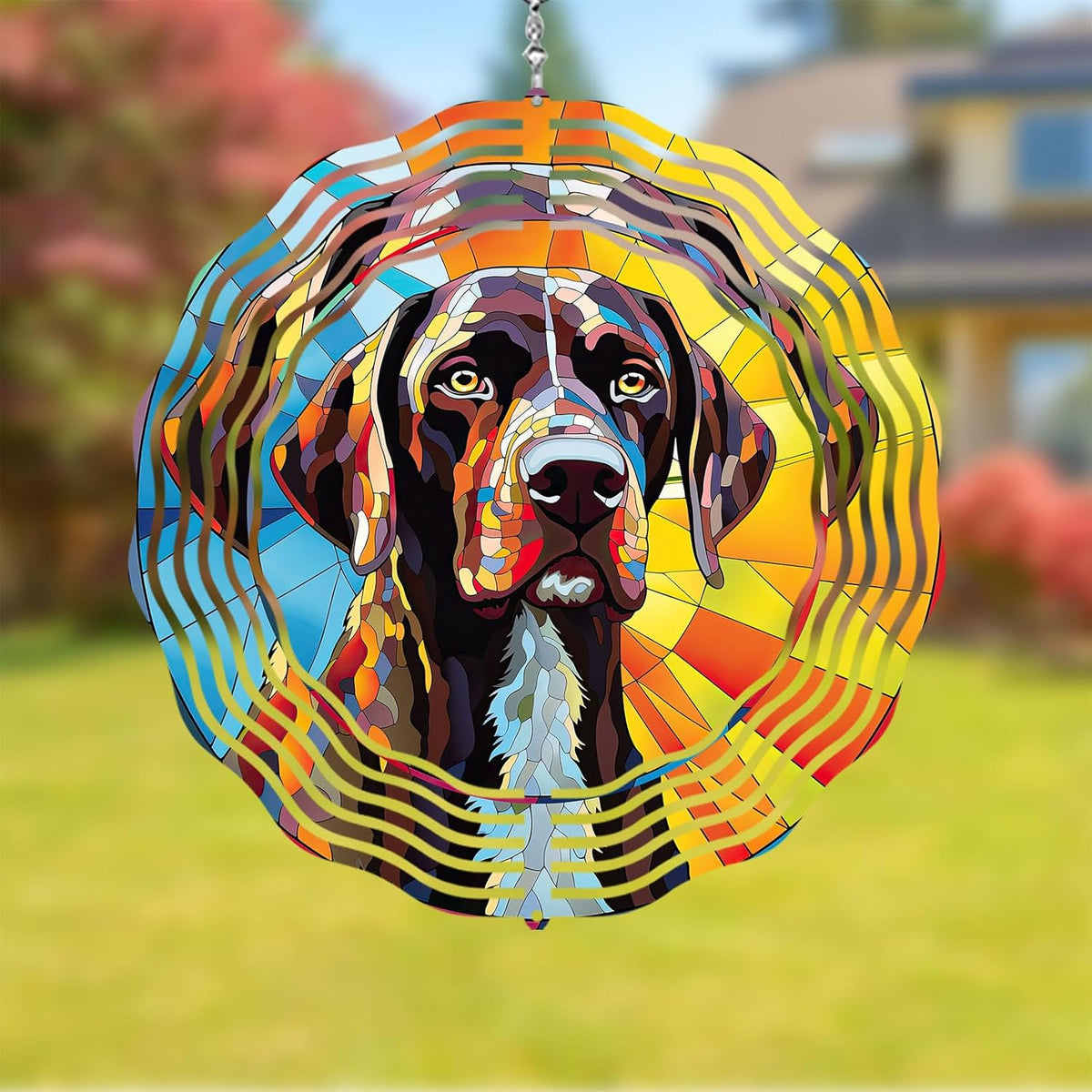 German Shorthaired Pointer Dog Wind Spinners Outdoor Dog Memorial Gifts, 3D Metal Kinetic Hanging