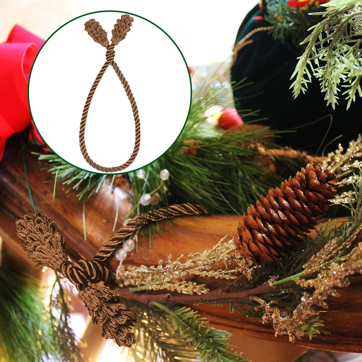 Shappy 6 Pieces Christmas Garland Banister Ties Christmas Decorative Reusable and Flexible Twist