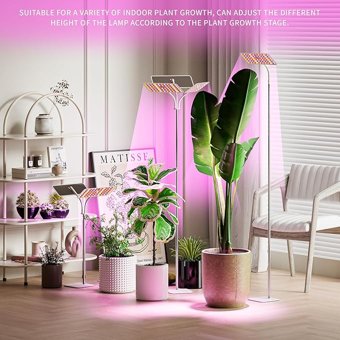 KINGPLUS Grow Lights with Stand, Full Spectrum Growing Light for Indoor Plants, 120 LEDs, 4