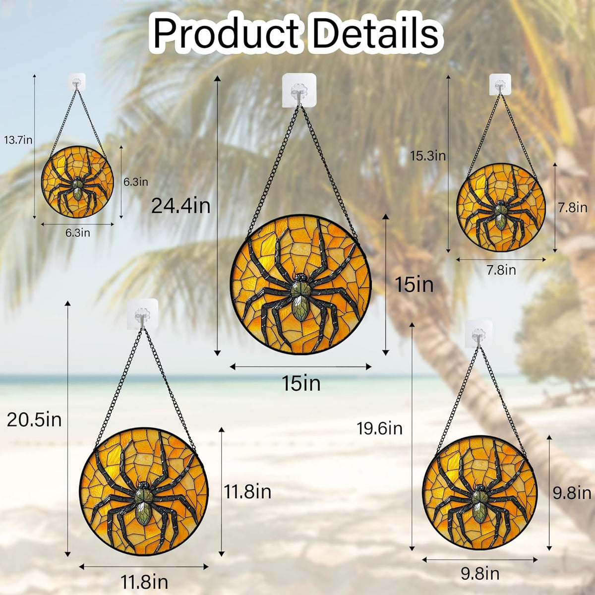 Stained Glass Window Hanging - Halloween Decorations Black Spider Suncatcher for Doors Garden