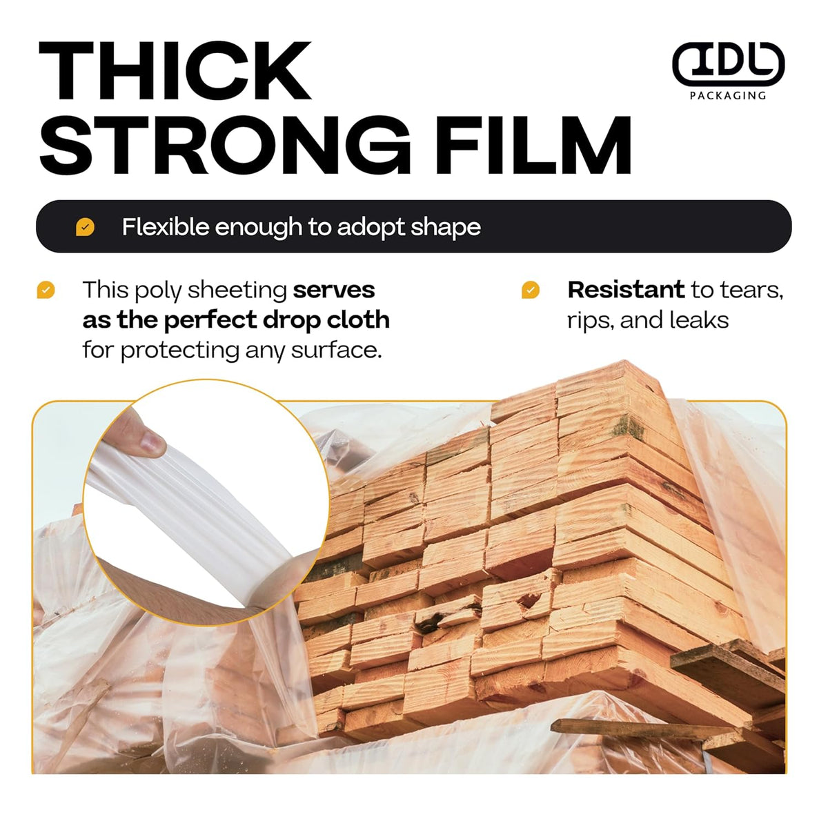 Plastic Sheeting 6 mil, 20' x 100' (2000 sq. ft.) - Semi-Clear Thick Plastic Covering for