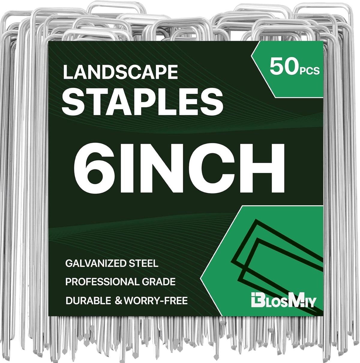 Landscape Staples 6inch,11Gauge Galvanized Lawn Staples, Sturdy Garden Stakes for Effortlessly