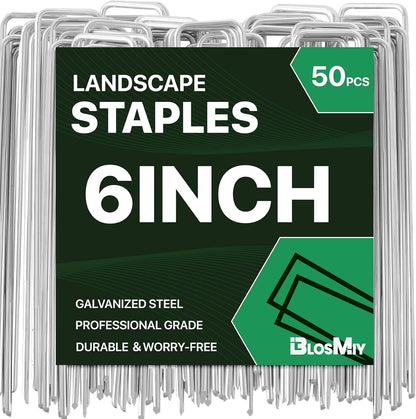 Landscape Staples 6inch,11Gauge Galvanized Lawn Staples, Sturdy Garden Stakes for Effortlessly