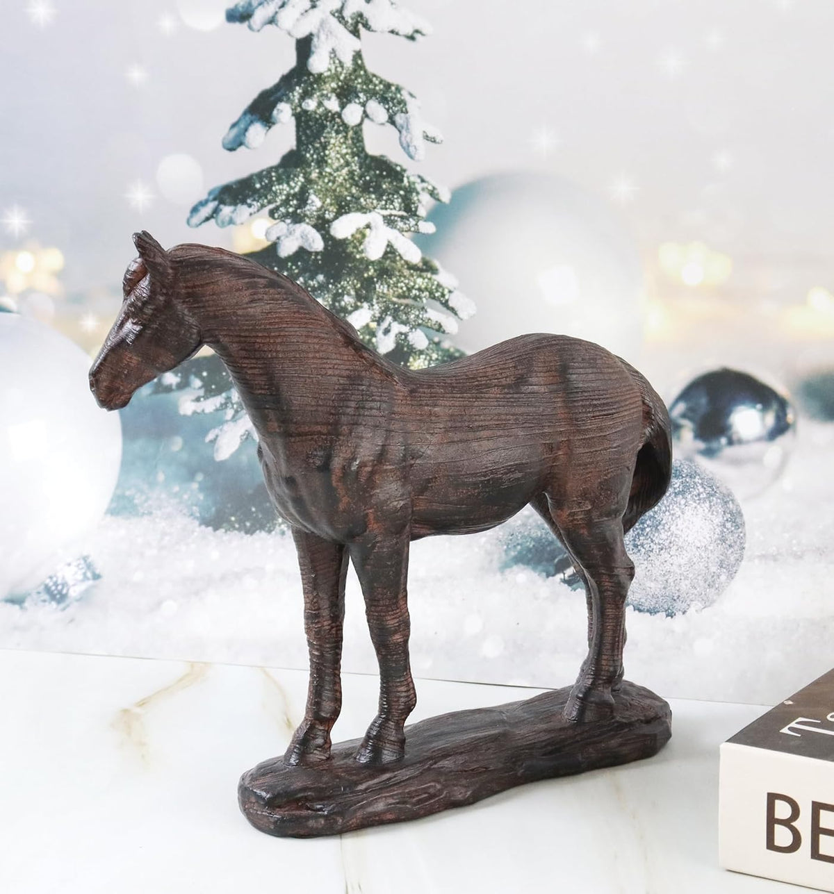 Hymmah Hourse Statue Home Decor Rustic Home Decorations for Living Room, Boho Sculpture Resin