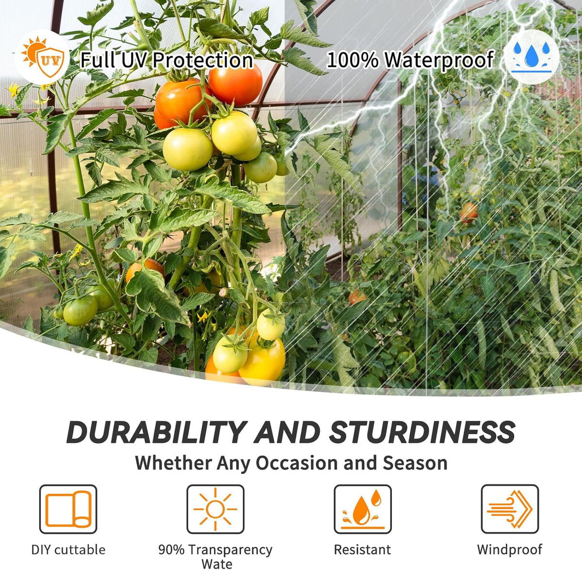 12x50 Ft Clear Greenhouse Film Plastic Sheeting, Greenhouse Polyethylene Plastic Film 6 mil
