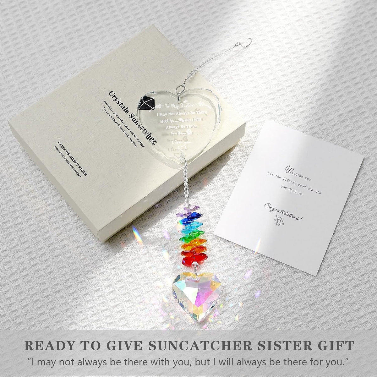 Sister Gifts, Crystal Suncatcher Gifts for Sister Birthday, Sisters Gifts from Sister, Unique Gifts