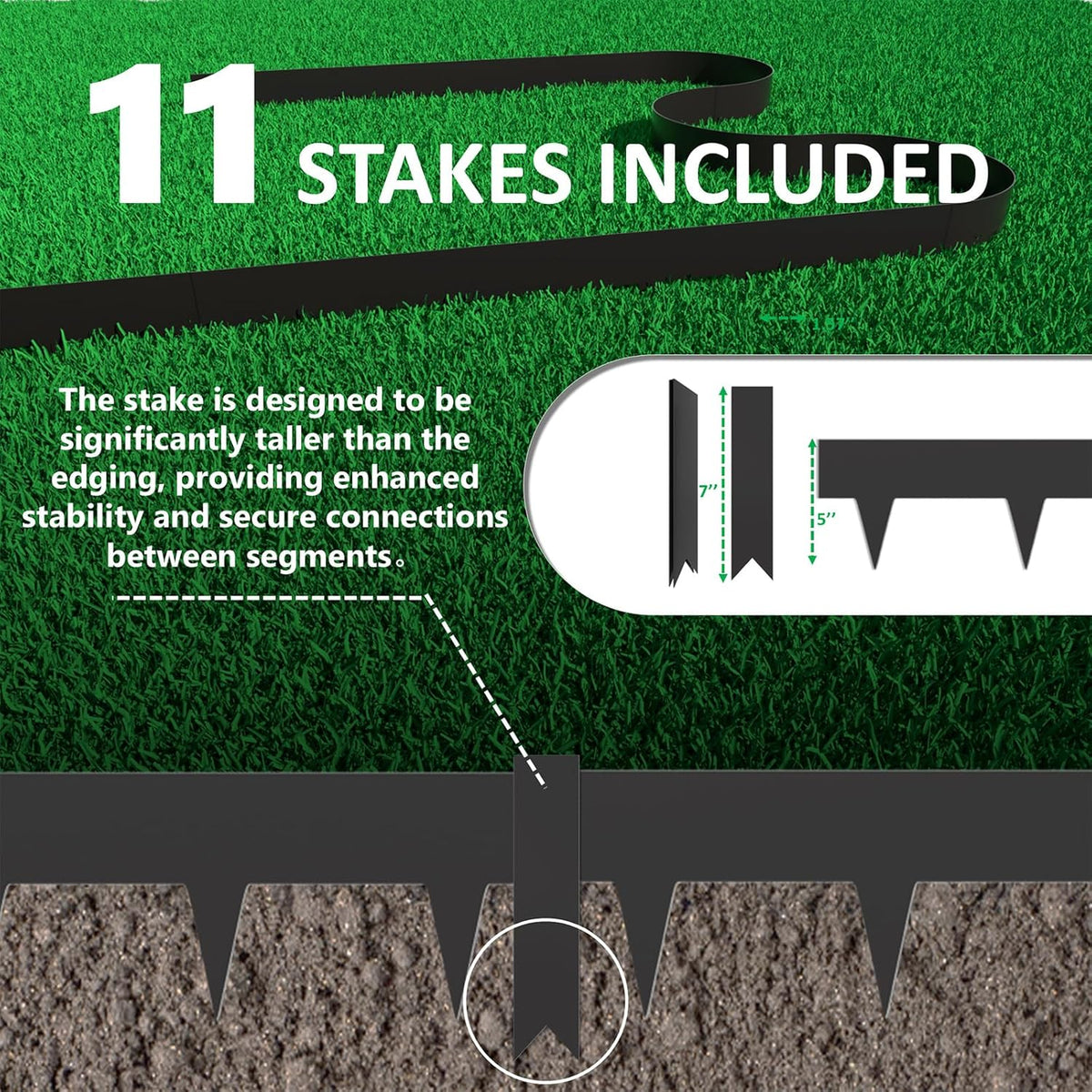 33ft. Galvanized Steel Landscape Edging (10-Pack) – 40" Metal Edging for Landscaping with 11