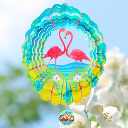 Flamingo Wind Spinners Garden Yard Decor Gift for Women Men, 12 Inch Outdoor Metal 3D Wind Spinner