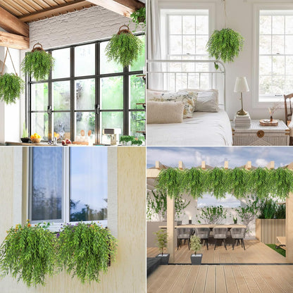 RECUTMS Artificial Weeping Willow 6Pcs,Plastic Leaves Twig Plants Greenery Fake Hanging Ivy Garland