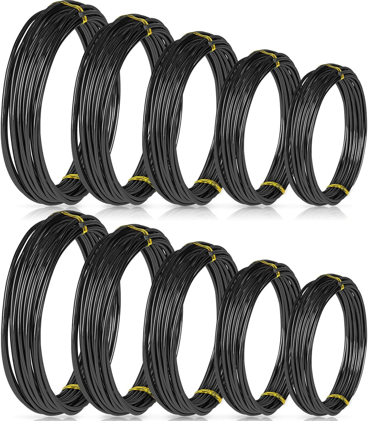 10 Rolls Bonsai Wires Anodized Aluminum Bonsai Training Wire in 5 Sizes - 1.0 mm, 1.5 mm, 2.0 mm