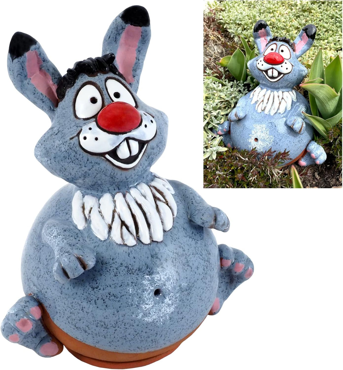 Ceramic Garden Decor - Bunny Lawn Stake - Outdoor Statue - Perfect, Unique Gifts for Gardeners