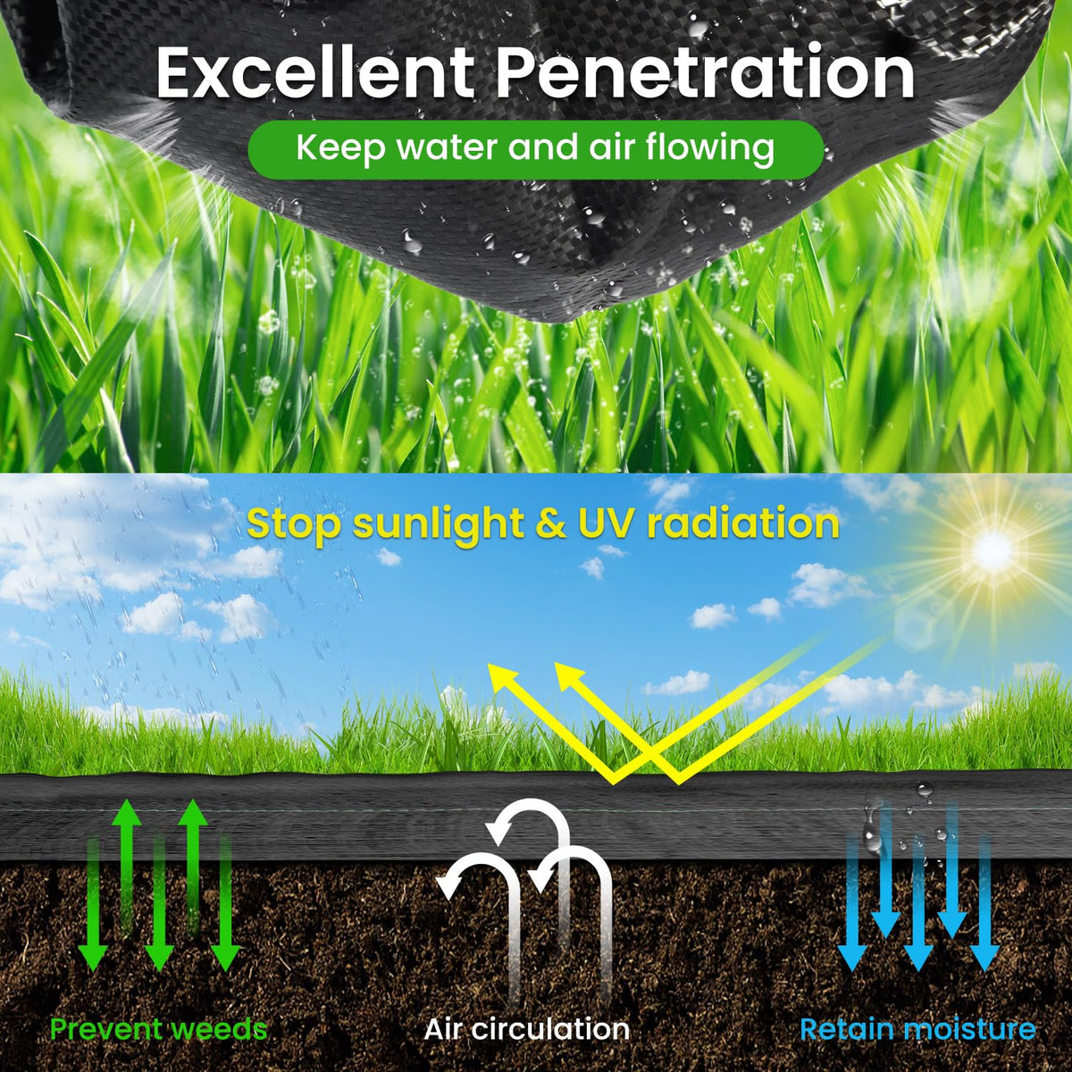 Rintea Weed Barrier Fabric, 4 x 300 ft, 3.2 oz Landscape Fabric