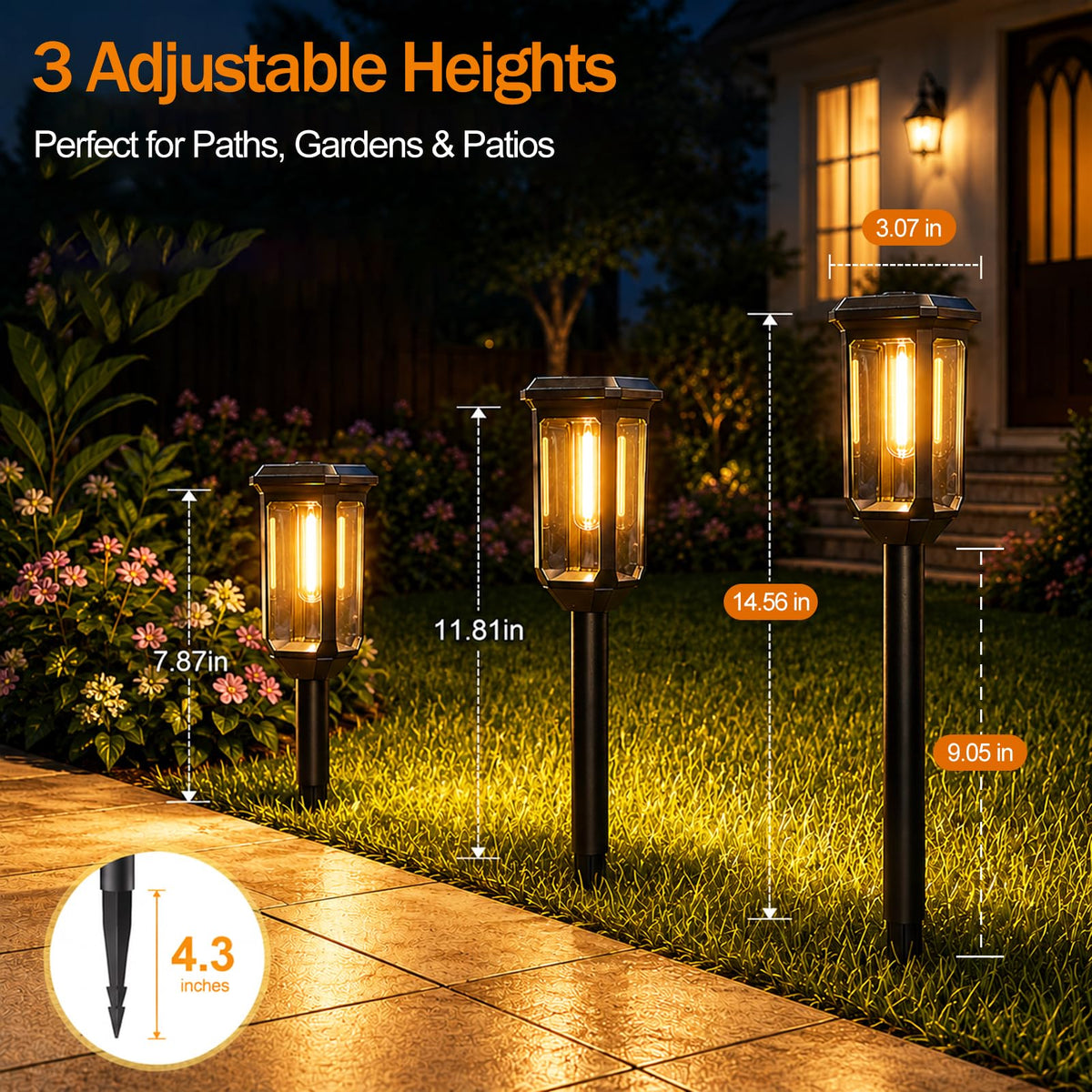 Tenmiro Solar Pathway Lights Outdoor 8 Pack, Bright Solar Garden Lights