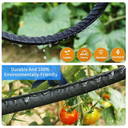 Hlinker Flat Soaker Hose 100 FT for Garden Beds, 50Ft 2Packs 1/2" Linkable Consistent Drip