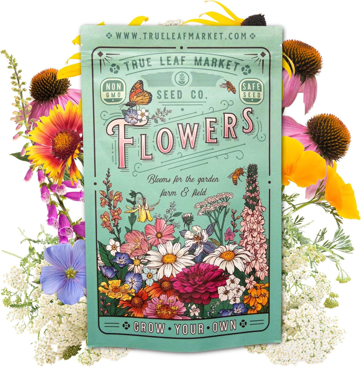 All Annual Wildflower Seeds Mix – 1 lb, 16,000+ Seeds – 21 Flower Varieties Including Poppy, Indian