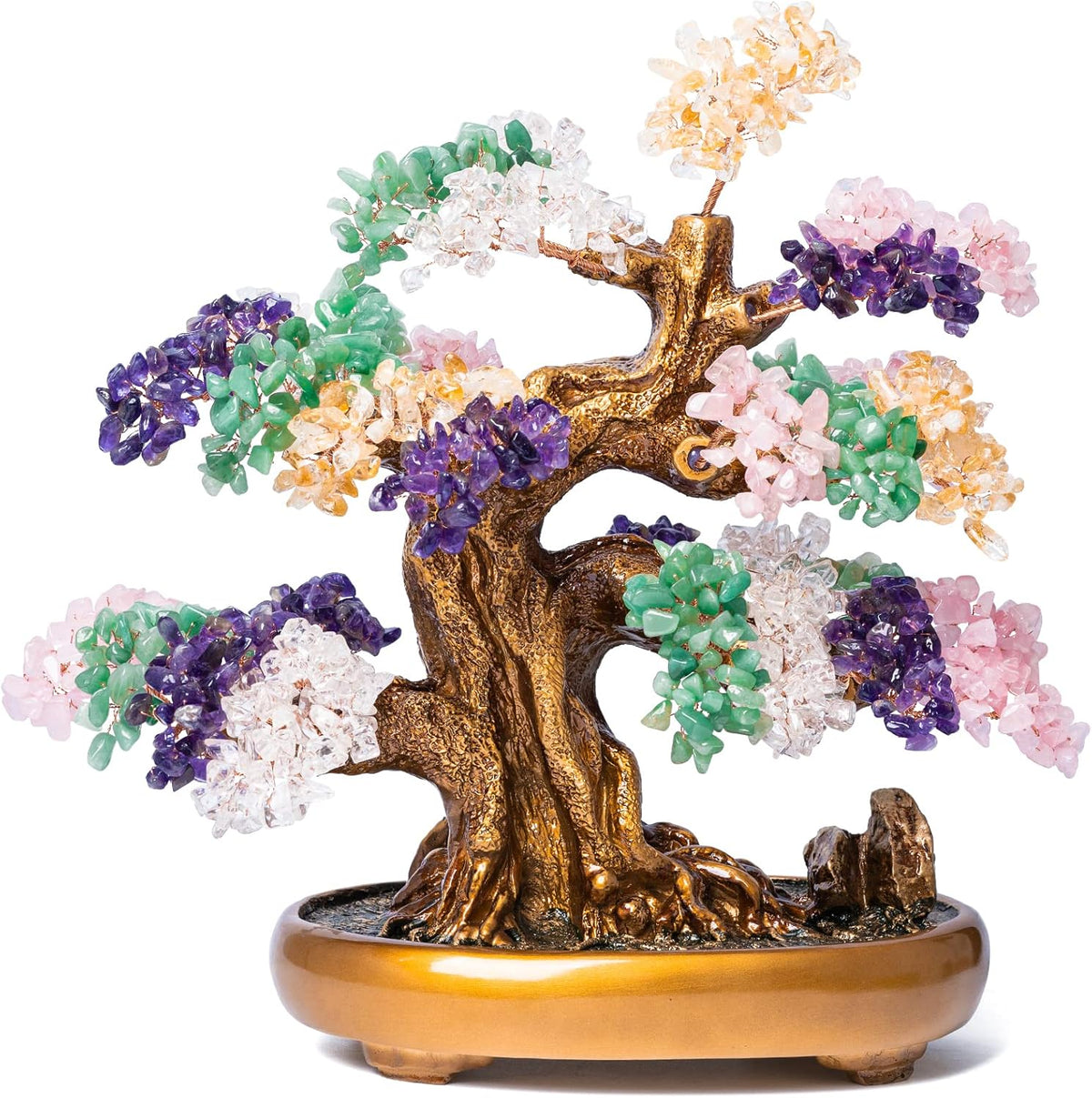 Natural Chakra Gemstone Crystal Bonsai Tree of Life Large Feng Shui Money Tree for Luck and Wealth