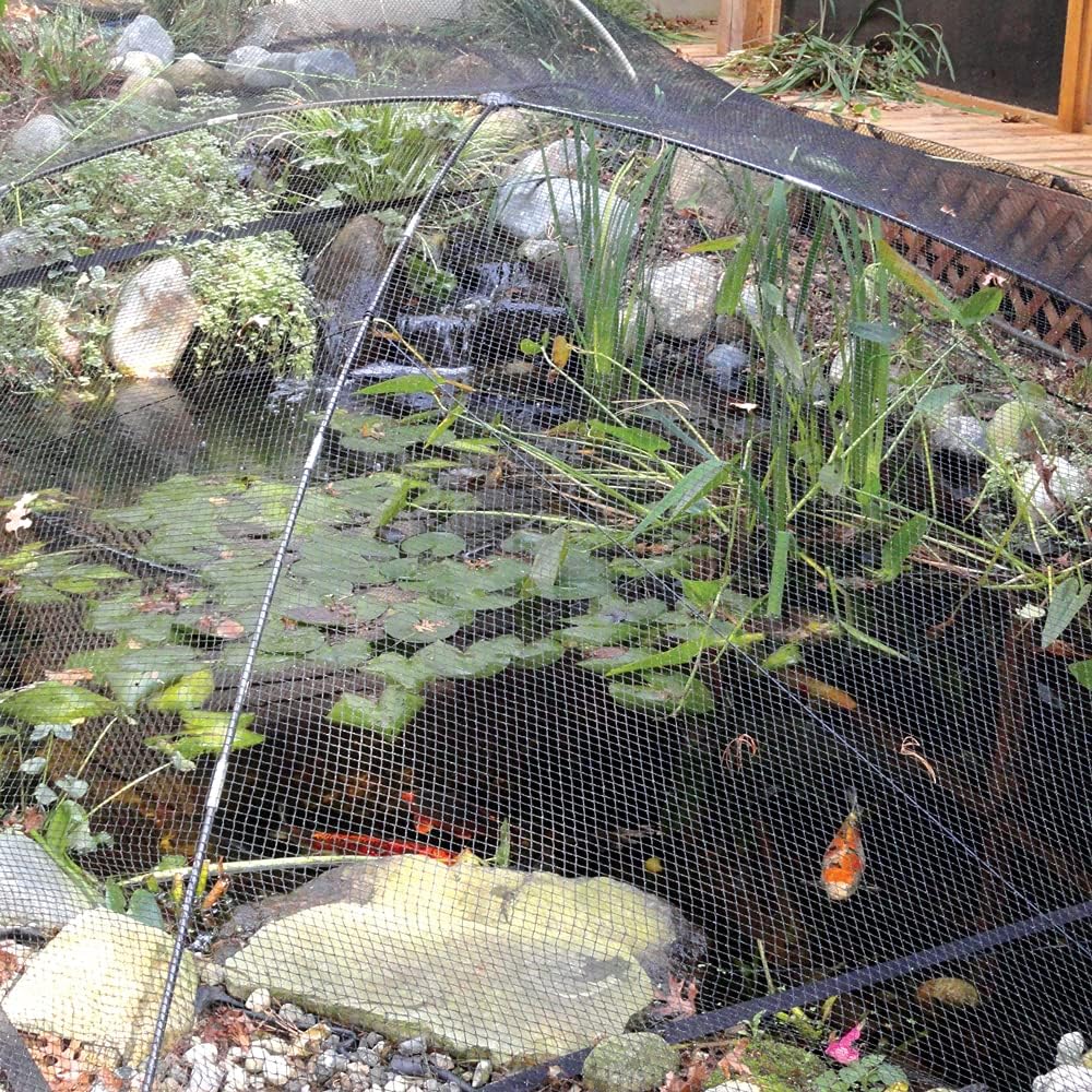 Koi Pond Netting for Leaves 50x50 Ft, 1 in Strong Woven Pond Leaf Net Cover, Protecting Koi Fish