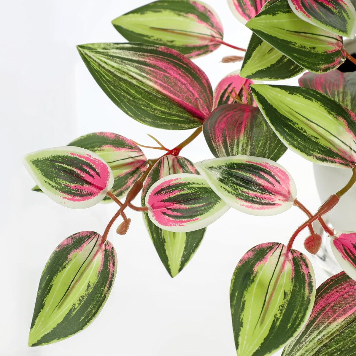 Briful Small Faux Plants Indoor Artificial Potted Silk Plants Fake Watermelon Peperomia Trailing