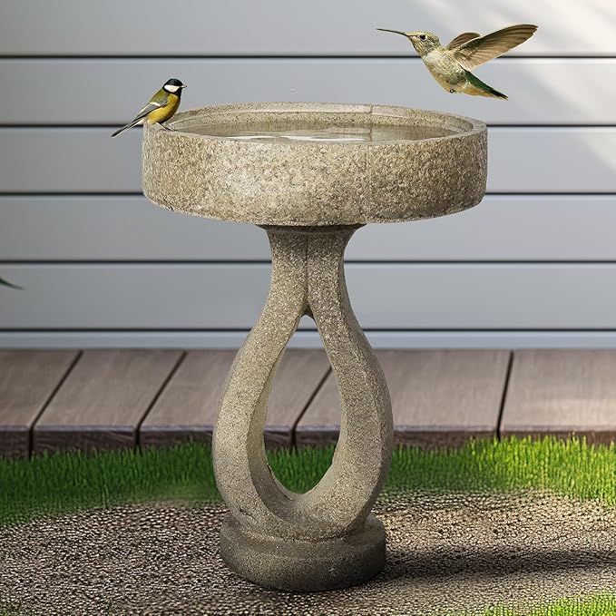 21.8" H Elegant Modern Bird Bath for Outsides Use - Sturdy Weather-Resistant Birdbath for Gardens