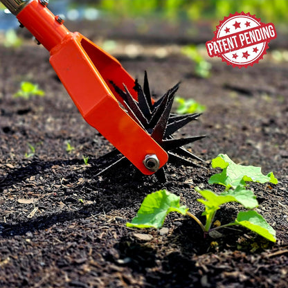 67-Inch Garden Cultivator with Tempered Spring Steel Tines, Adjustable Stainless Steel Handle