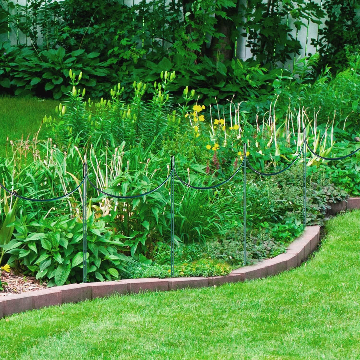 24 Pack Plant Support Stake, Half Round Metal Garden Plant Stake, Green Plant Support Ring, Border