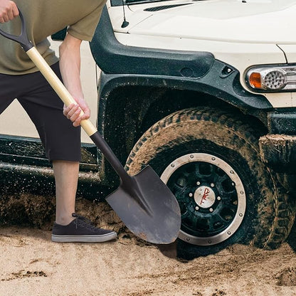 Shovel for Digging,Round Shovel, Garden Tool with D-Handle, 41 Inches in Overall Length, Wooden